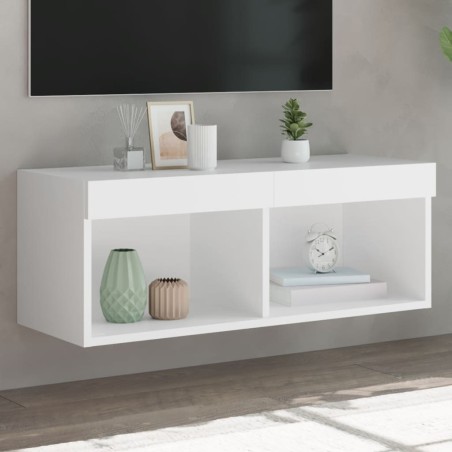 Meuble TV avec lumières LED blanc 80x30x30 cm 633689633689