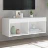 Meuble TV avec lumières LED blanc 80x30x30 cm 633689633689