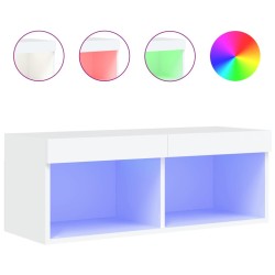 Meuble TV avec lumières LED blanc 80x30x30 cm 633689633689