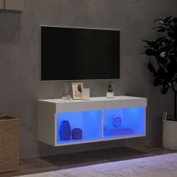 Meuble TV avec lumières LED blanc 80x30x30 cm 633689633689