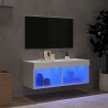 Meuble TV avec lumières LED blanc 80x30x30 cm 633689633689