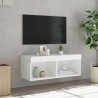 Meuble TV avec lumières LED blanc 80x30x30 cm 633689633689