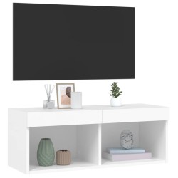 Meuble TV avec lumières LED blanc 80x30x30 cm 633689633689