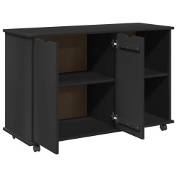 Cabinet roulant Noir 100 x 39 x 65,5 cm Bois de Pin Massif 633690633690