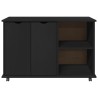 Cabinet roulant Noir 100 x 39 x 65,5 cm Bois de Pin Massif 633690633690