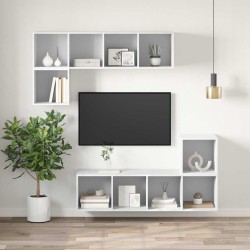 Meuble TV mural Blanc 37x37x107 cm Bois d’ingénierie 633710633710