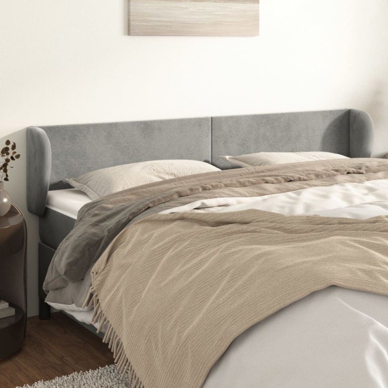 Tête de lit avec oreilles Gris clair 203x23x78/88 cm Velours 633715633715