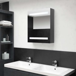Armoire de salle de bain à miroir LED Gris brillant 50x14x60 cm 633725633725