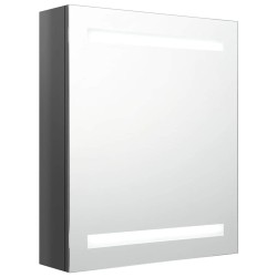 Armoire de salle de bain à miroir LED Gris brillant 50x14x60 cm 633725633725