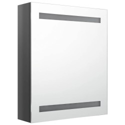 Armoire de salle de bain à miroir LED Gris brillant 50x14x60 cm 633725633725