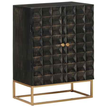 Buffet Noir 55x34x75 cm Bois massif de manguier et fer 633728633728