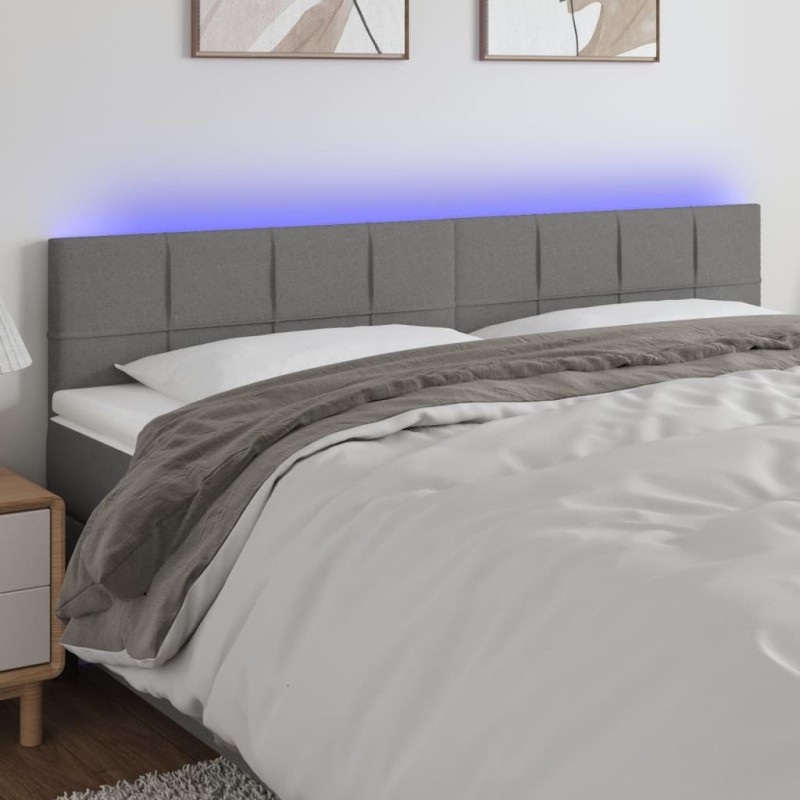 Tête de lit à LED Gris foncé 160x5x78/88 cm Tissu 633736633736