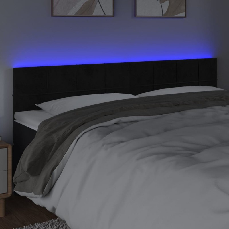 Tête de lit à LED Noir 180x5x78/88 cm Velours 633751633751
