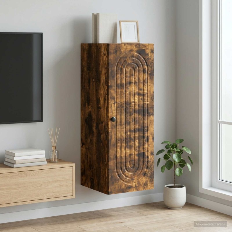 Armoire Murale Chêne fumé 33 x 34,5 x 90 cm Bois d'ingénierie 633756633756