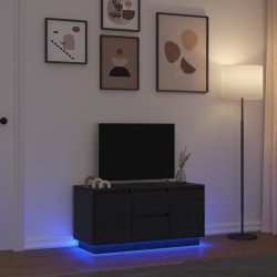 Meuble TV avec lumières LED chêne noir 100x41x50 cm 633763633763