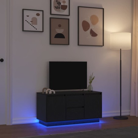 Meuble TV avec lumières LED chêne noir 100x41x50 cm 633763633763