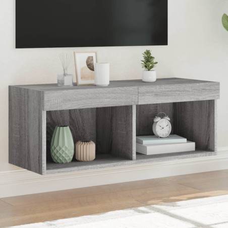 Meuble TV avec lumières LED sonoma gris 80x30x30 cm 633764633764