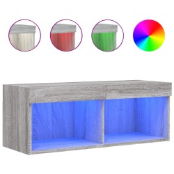 Meuble TV avec lumières LED sonoma gris 80x30x30 cm 633764633764