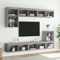 Meuble TV avec lumières LED sonoma gris 80x30x30 cm 633764633764