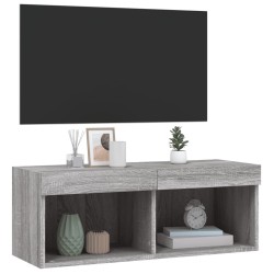 Meuble TV avec lumières LED sonoma gris 80x30x30 cm 633764633764