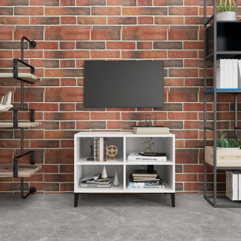 Meuble TV avec pieds en métal Blanc 69,5x30x50 cm 633767633767
