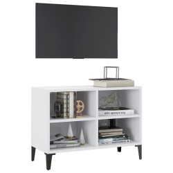 Meuble TV avec pieds en métal Blanc 69,5x30x50 cm 633767633767