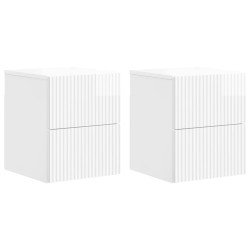 Cabinet de chevet mural 2 pcs Blanc brillant 33 x 34,5 x 40 cm 633770633770