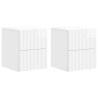 Cabinet de chevet mural 2 pcs Blanc brillant 33 x 34,5 x 40 cm 633770633770