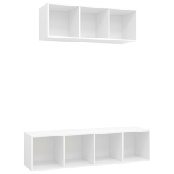 Ensemble de meuble TV 2 pcs Blanc Bois d'ingénierie 633774633774