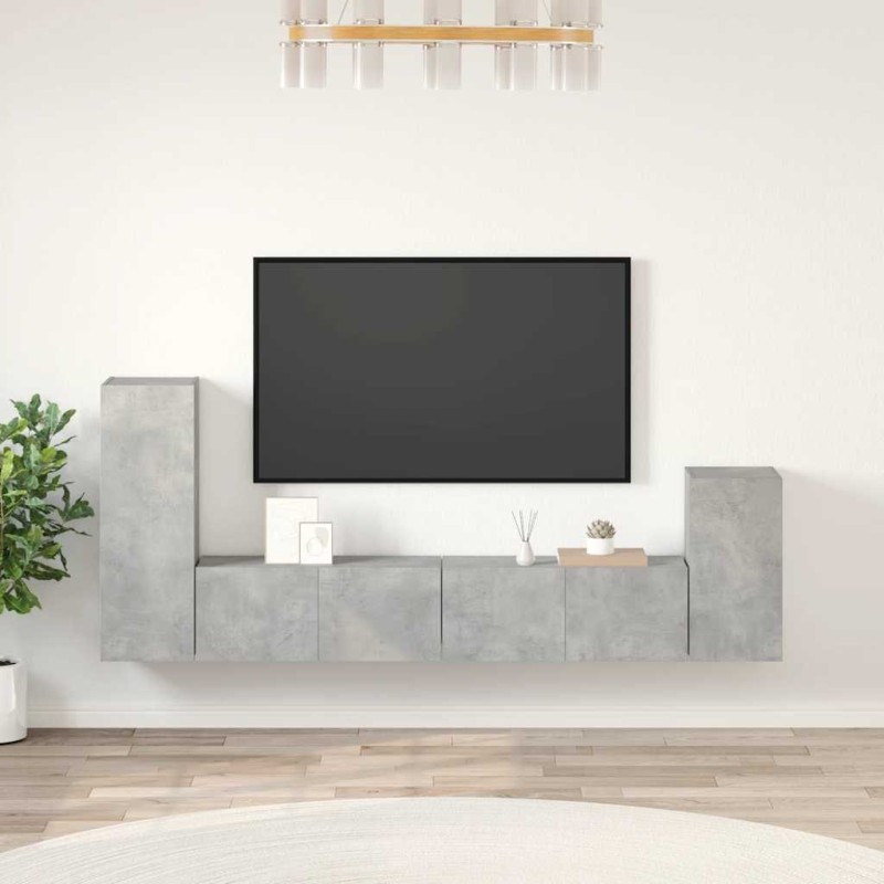 Ensemble de meubles TV 4 pcs Gris béton Bois d'ingénierie 633777633777