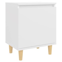 Table de chevet avec pieds en bois massif Blanc 40x30x50 cm 633778633778