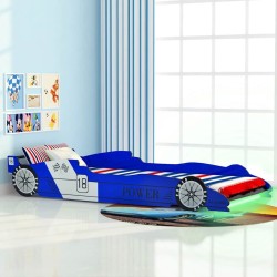Lit voiture de course pour enfants avec LED 90 x 200 cm Bleu  633787633787