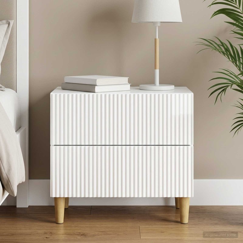Cabinet de chevet avec tiroir Blanc brillant 62 x 34,5 x 48 cm 633797633797