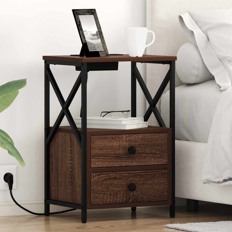 Cabinet de chevet avec tiroir 2 pcs Chêne brun 40 x 31 x 60 cm 633802633802