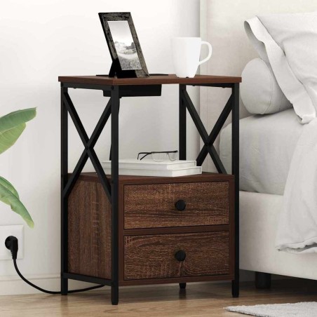 Cabinet de chevet avec tiroir 2 pcs Chêne brun 40 x 31 x 60 cm 633802633802