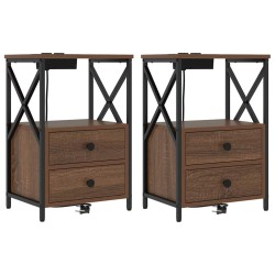 Cabinet de chevet avec tiroir 2 pcs Chêne brun 40 x 31 x 60 cm 633802633802