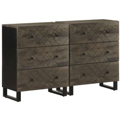 Buffets 2 pcs noir 60x33x75 cm bois massif de manguier 633806633806