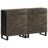 Buffets 2 pcs noir 60x33x75 cm bois massif de manguier 633806633806