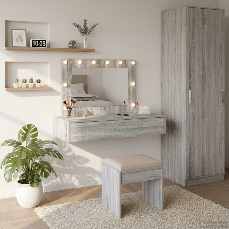 Table de Toilette Gris 100 x 40 x 70 cm Bois d'ingénierie 633807633807