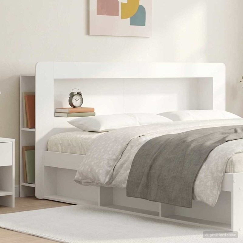 Cabinet de Tête de Lit avec stockage Blanc Bois d’ingénierie 633837633837