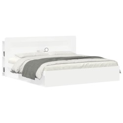 Cabinet de Tête de Lit avec stockage Blanc Bois d’ingénierie 633837633837