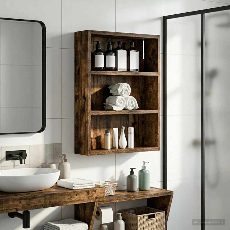 Armoire murale de salle de bain Chêne Fumé 40 x 10 x 50 cm 633840633840