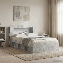 Cabinet de Tête de Lit Gris béton Bois d’ingénierie 633846633846