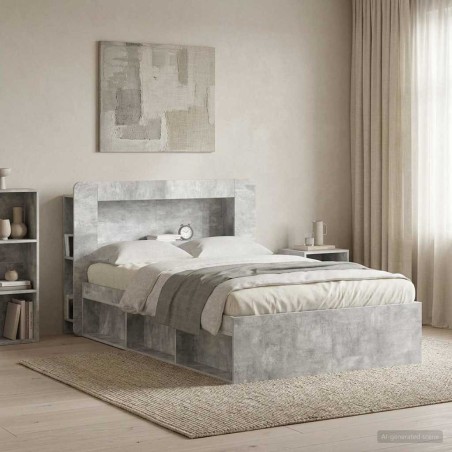 Cabinet de Tête de Lit Gris béton Bois d’ingénierie 633846633846