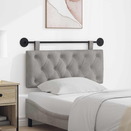 Tête de lit suspendue Avec lumière LED Gris clair Velours 633857633857