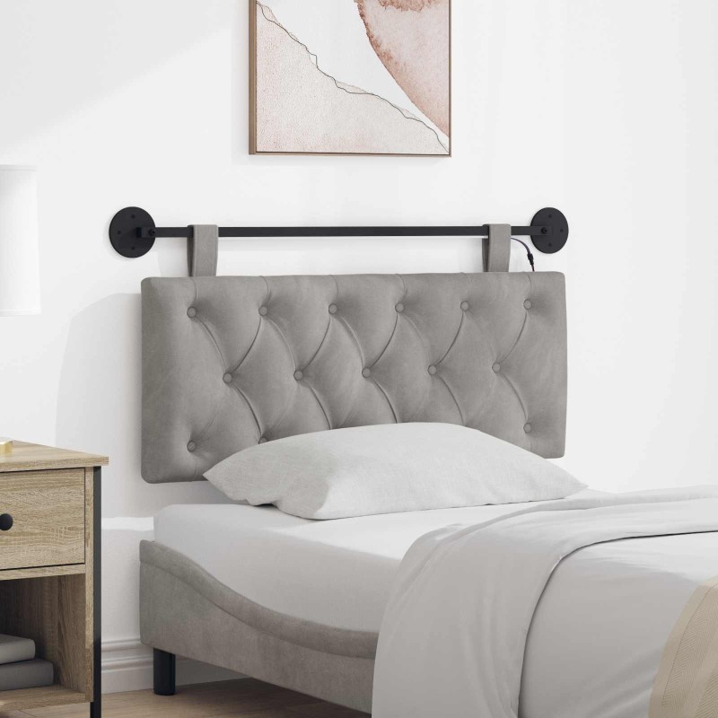 Tête de lit suspendue Avec lumière LED Gris clair Velours 633858633858