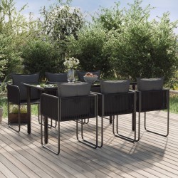 Ensemble à manger de jardin 7 pcs Noir  633863633863