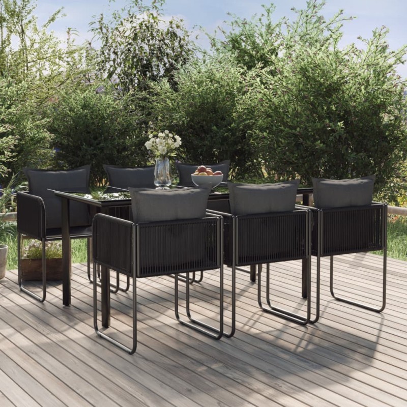 Ensemble à manger de jardin 7 pcs Noir  633863633863
