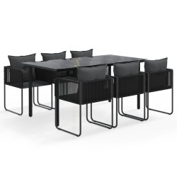 Ensemble à manger de jardin 7 pcs Noir  633863633863