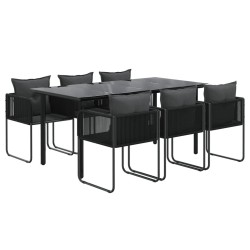 Ensemble à manger de jardin 7 pcs Noir  633863633863